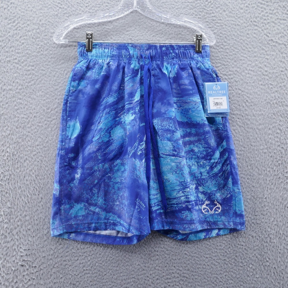 Realtree Fishing Ohana Mens Swim Trunk Medium Blue Lightweight Drawstring NEW